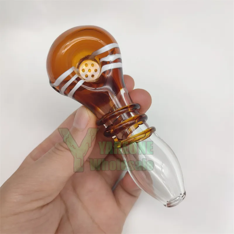 Cachimbo de mão de vidro com tela fixa cores misturadas personalizado pequeno tabaco colher cachimbos 3 anéis YAREONE atacado