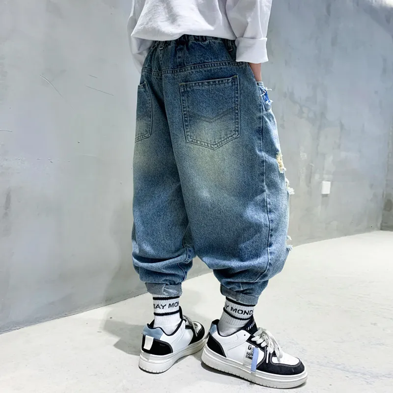 MSemis Girls Kids Ripped Distressed Denim Pants Jeans Kids Wide Leg Casual  Loose Pants,Size 5-14 Blue-B 10-12 - Walmart.com