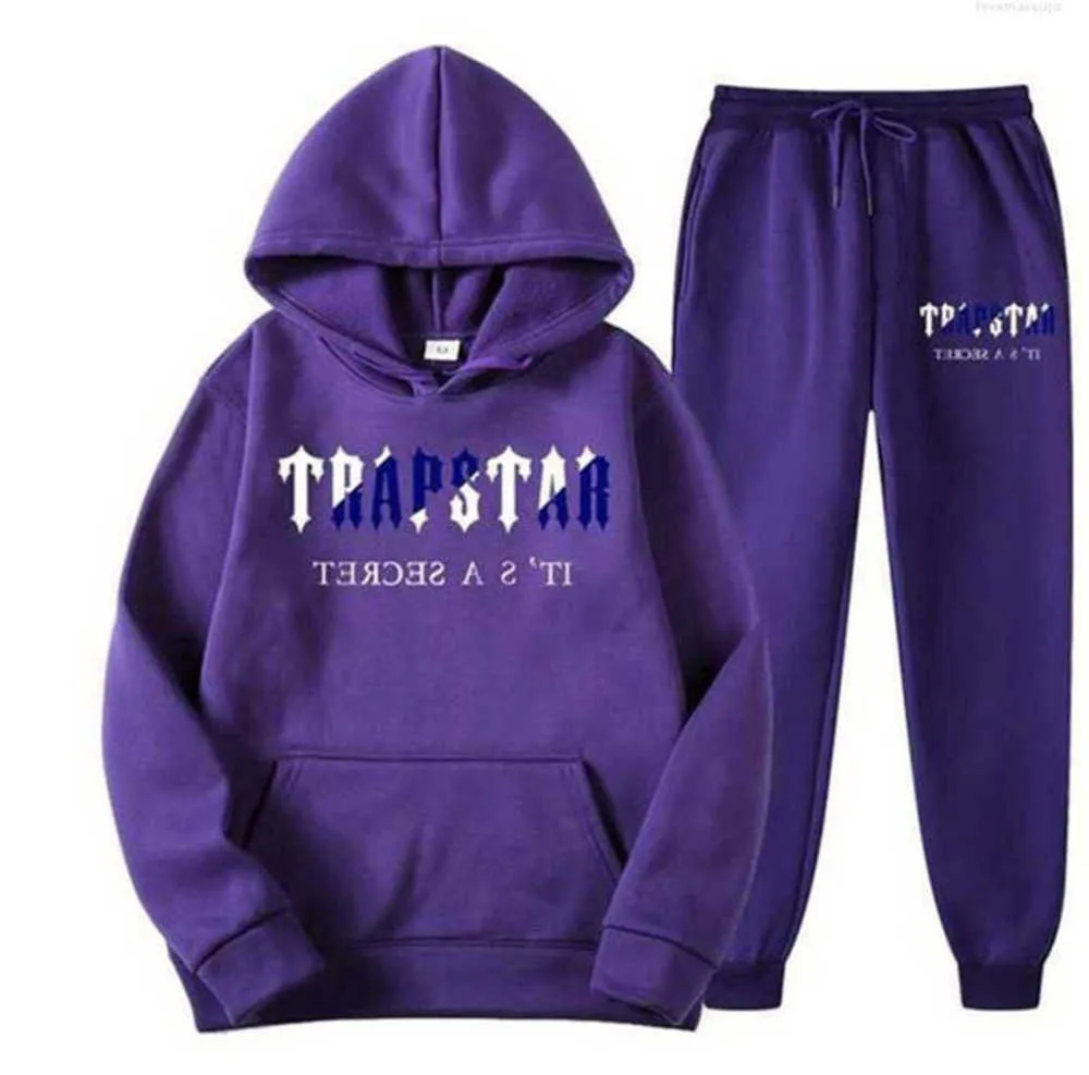 Мужские рубашки T 2022 бренд Trapstar Print Sportswear Мужчина 15 Цветов теплые две части складывают толстовки с капюшоном.