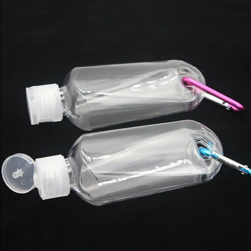 50ML Empty Alcohol Spray Bottle with Key Ring Hook Clear Transparent Plastic Hand Sanitizer Bottles for Travel Ctgvt