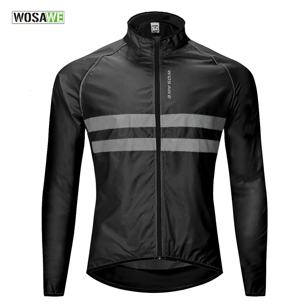 Chaquetas de ciclismo WOSAWE Chaqueta de ciclismo para hombre Alta visibilidad Multifunción Jersey Carretera MTB Bicicleta Bicicleta Rompevientos Chaqueta de secado rápido a prueba de viento 230616