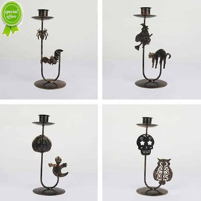 Novo retrô decoração de Halloween suporte de vela criativo ornamento castiçal de ferro forjado decoração de casa suporte de vela criativo