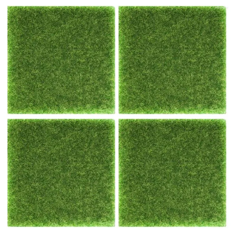 Decoratieve Bloemen 4 Stuks Kunstgras Outdoor Landscaping Prop 15x15cm Fake Turf Groene Plastic Gazon Mat