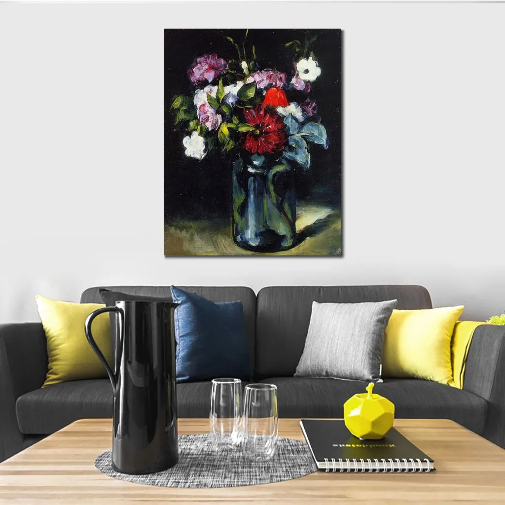 Handmade Vibrant Canvas Artwork Paul Cezanne Flowers In A Studio Mcgee Vase For Wine Cellar