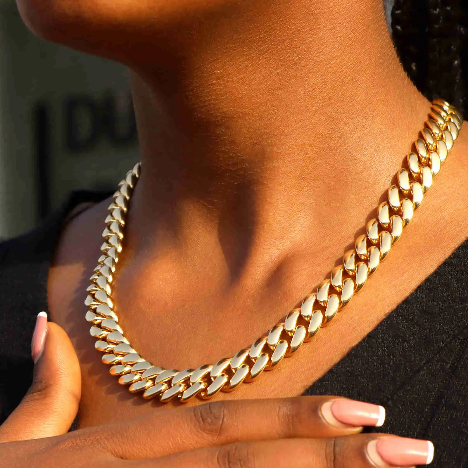 Collana girocollo a catena cubana grossa moda fili per le donne Bling colore oro Miami Link gioielli regalo Dropshipping 230613