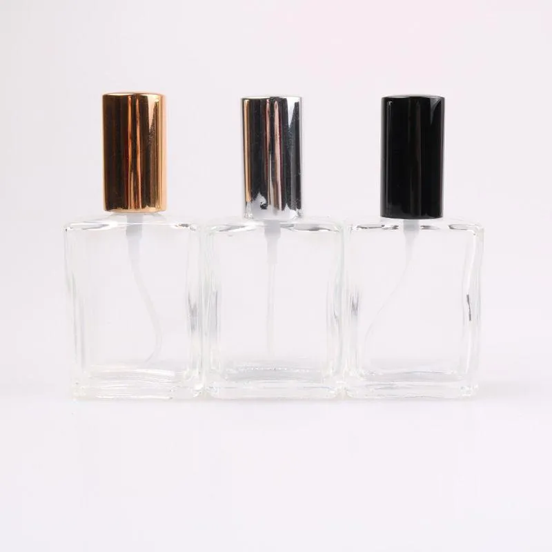 15 ml Vierkante Glazen Parfum Verstuiver Lege Parfum Fles Zilver Goud Zwart Cap Cosmetica Spray Flessen Groothandel Wbgrt