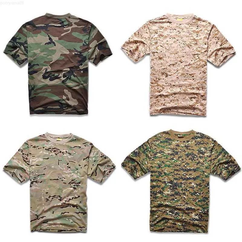 Men's T-Shirts Outdoor Cycling Sport Short Sleeve Tactical Military Camouflage Around Neck Breathable Camp Python T Shirt