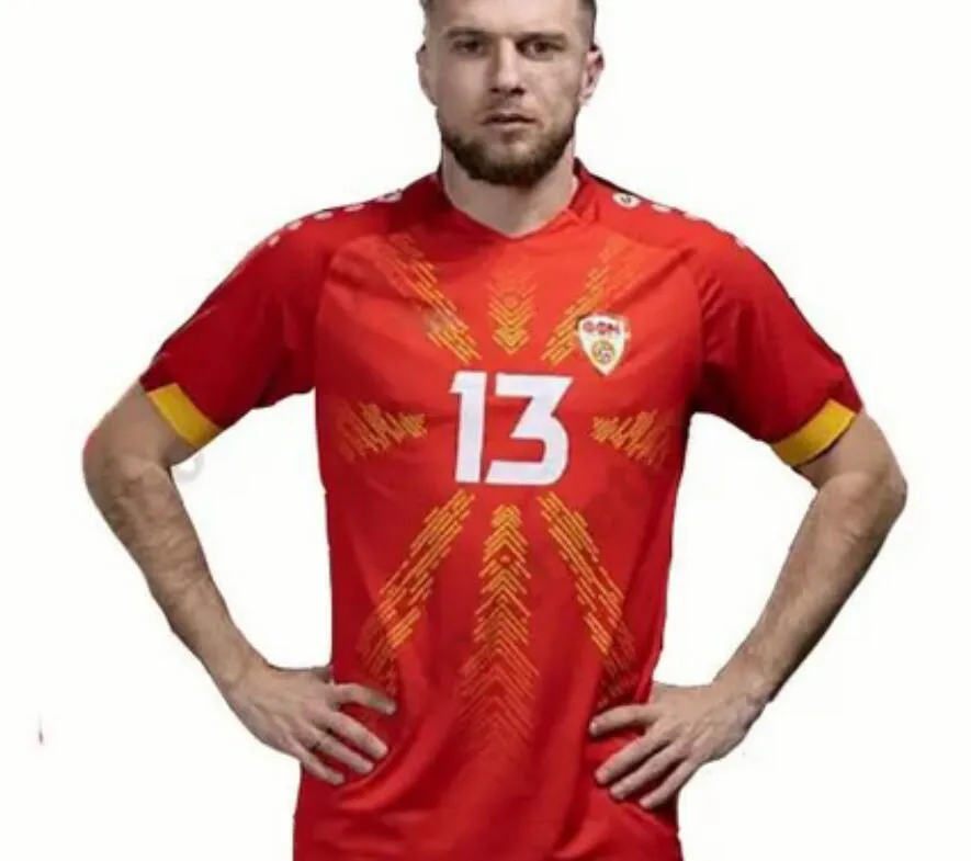 23-24 Macédoine du Nord Maillots de football de qualité thaïlandaise personnalisés PANDEV 10 BARDHI 17 TRICKOVSKI 7 ALIOSKI 8 kingcaps Vêtements personnalisés