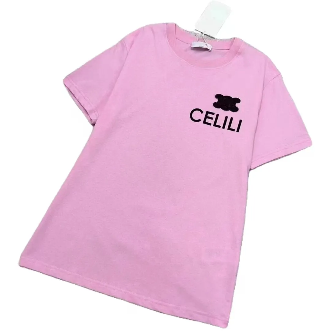 Nuevo diseñador de verano, camiseta para mujer, camiseta rosa, 100% algodón de alta calidad, camiseta casual transpirable, camiseta de lujo con estampado de letras de algodón puro, camiseta para niña, camiseta para mujer
