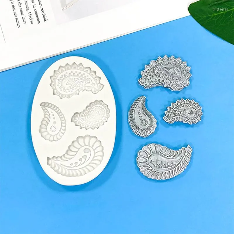 Moldes para hornear, bloque decorativo de Paisley de madera, bloques de impresión tallados a mano, molde de silicona para sellos