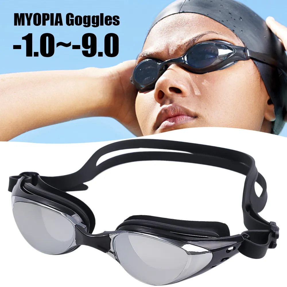 230616 Myopie-Schwimmbrille -1,0 ~ -9,0 Wasserdichte Antibeschlag-Schwimmbrille Brillen Unisex-verstellbare Silikon-Schwimmbrille