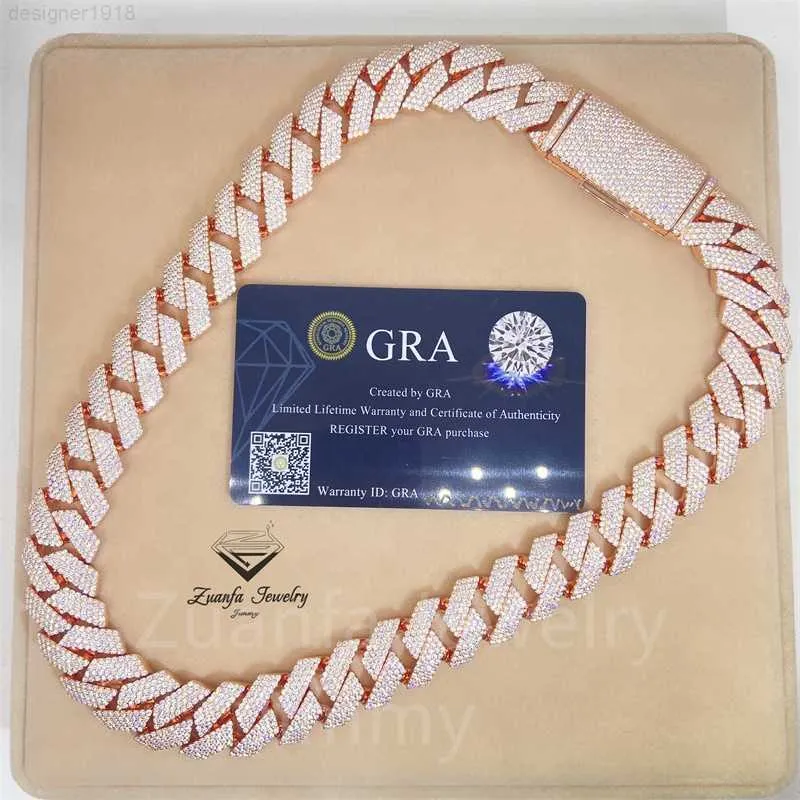 Save Big on Bulk Moissanite Cuban Link 18mm Row VVS1 Moissanite Iced Out  Miami Cuban Link Chain With Name Lock Pendant 925 Sterling Silver Unisex 