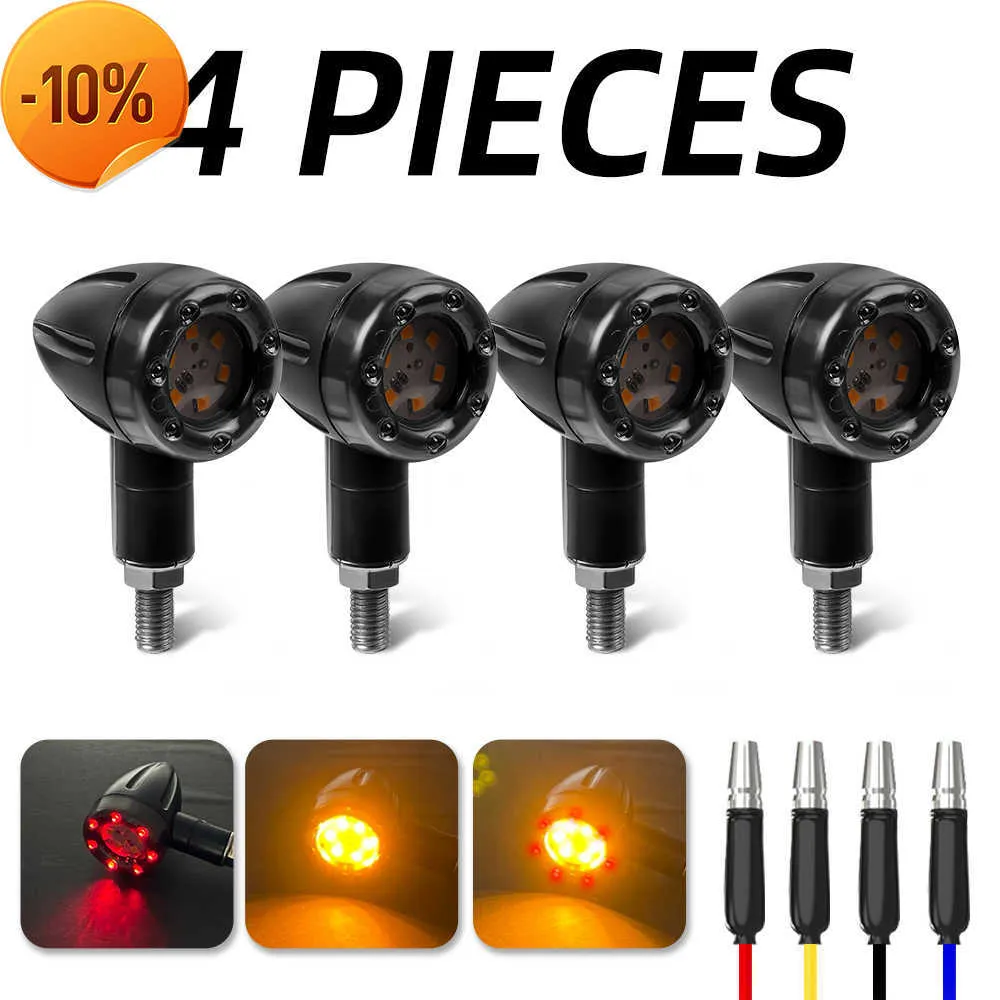 Yeni 4pcs Universal 12V 3000K Motorcycle 13 LED Bullet Freni Çalıştırma Dönüş Sinyal Kuyruk Işığı Yarışçı Arka Sis Uyarı Lambası Otomatik