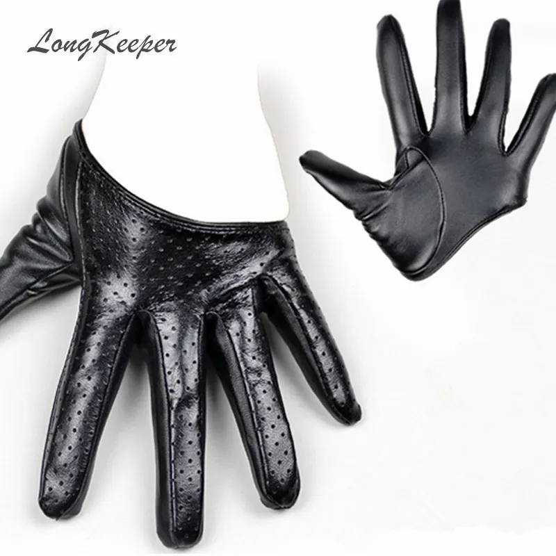 Gants à cinq doigts Design LongKeeper Gants en cuir sexy pour femmes Demi-paume Gants en cuir PU Party Show Mitaines Noir Or Argent SXJ106 230615