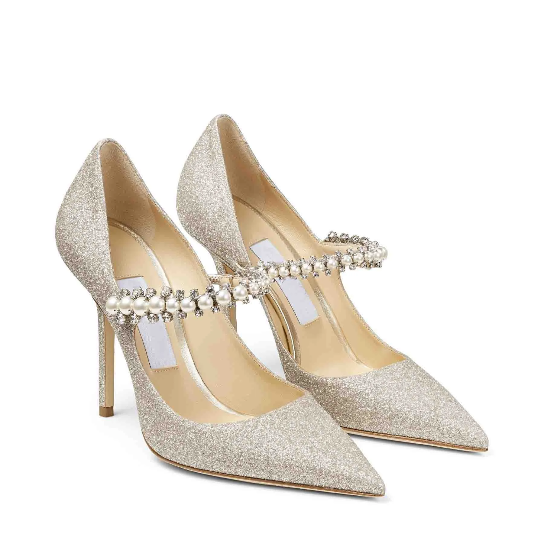 Wholesale Women Wedding Party Dress Shoe Pumps Luxury Designer Pumps Shoes Platinum Glitter Pumps With Crystal And Pearl Strap EU34 41 At Only 69.9 DHgate.Com