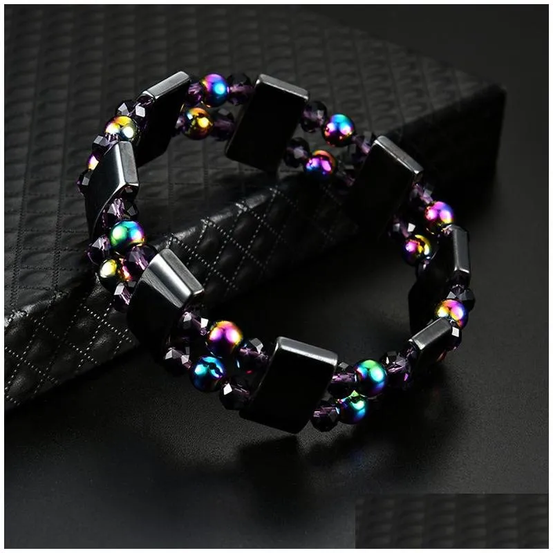 Beaded Rainbow Magnetic Hematite Bracelet Mtilayer Wristband Bangle Cuffs Jewelry Women Bracelets Mens Fashion 162549 Drop Delivery Dhnpd