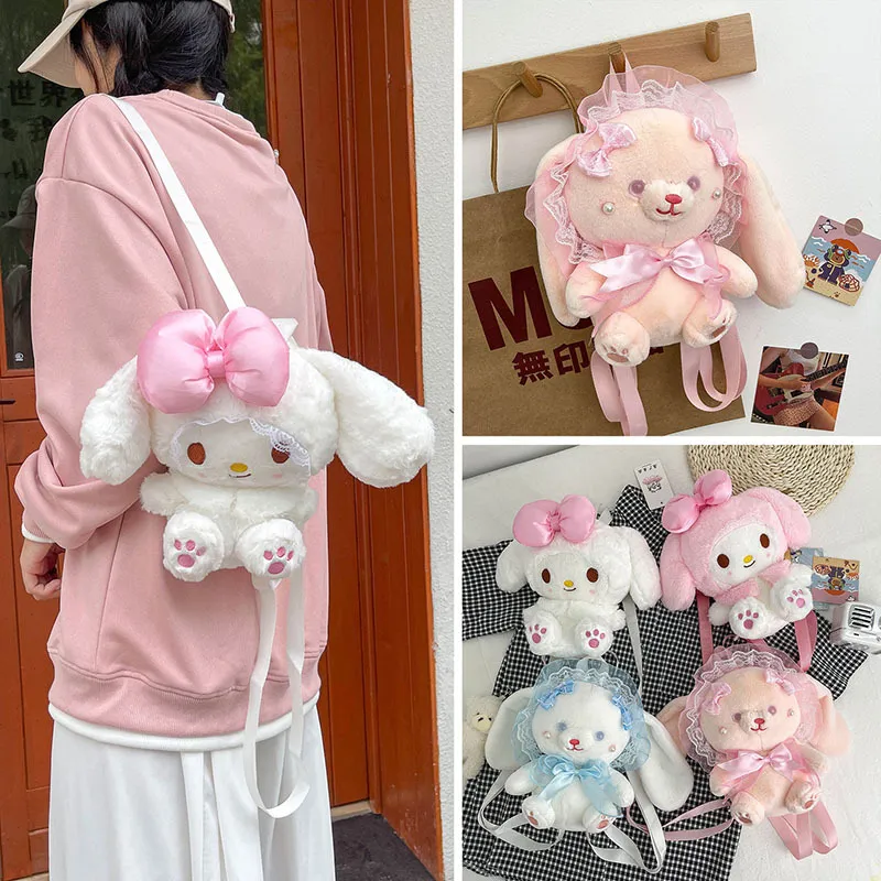 Multiple 10 inch Kunomi plush backpacks Cute casual bow single shoulder bag