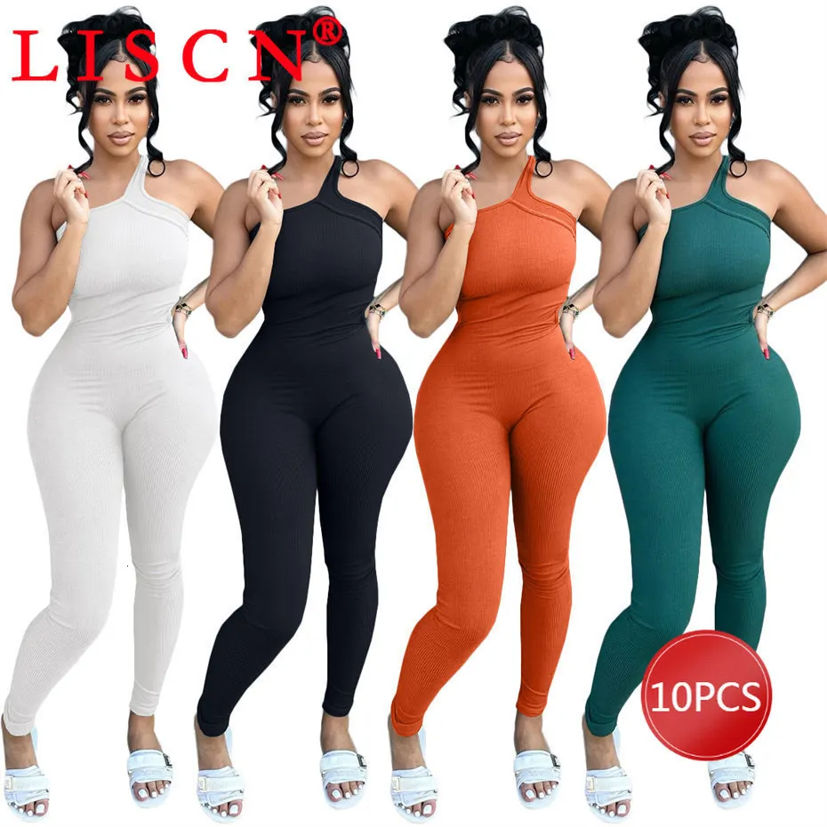 Kobiety Jumpsuits Rompers 10pcs Przedmioty masowe Hurtowe partie Jumpsuits Kobiety Seksowne odzież klubowa z dzianiny elastyczne jedno ramię Romper K11446 230616