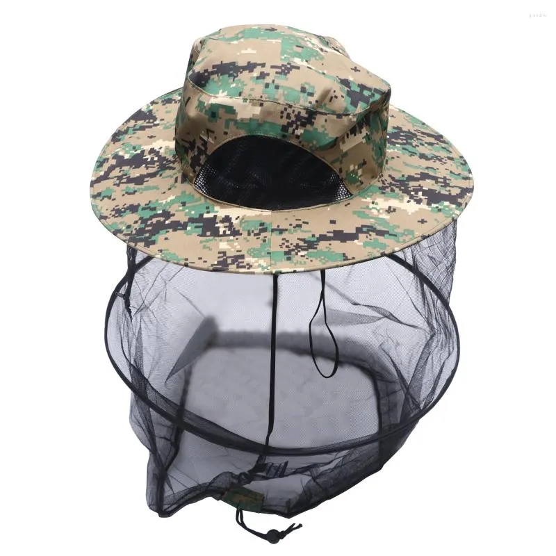 Boinas 1 peça proteção facial pescoço rede chapéu mosquito anti-mordida boonie para pesca ao ar livre apicultores (padrão 1)