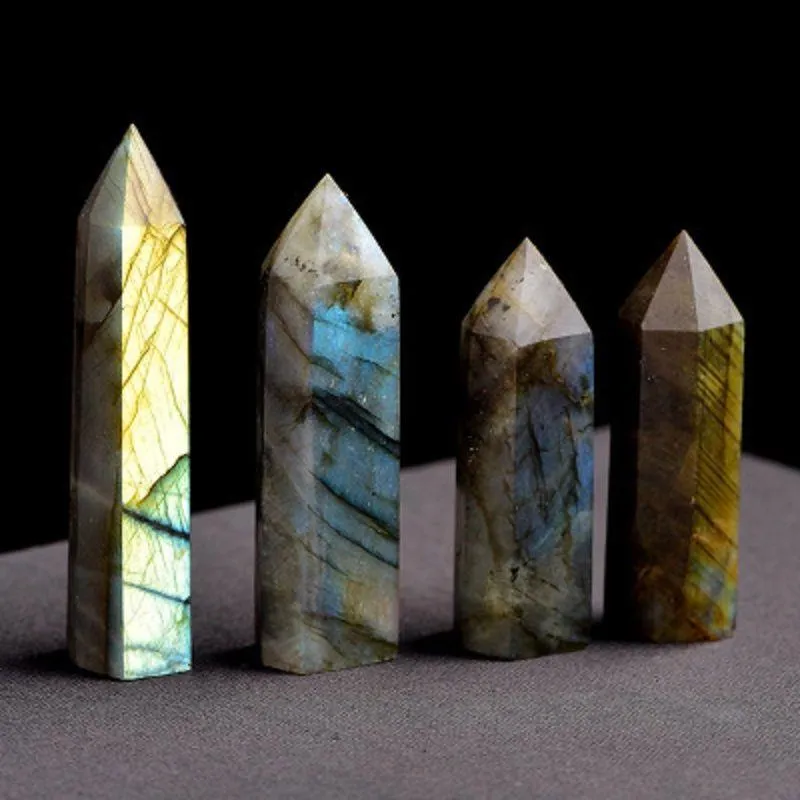 Natuurlijke langwerpige limoen maansteen zeshoekig prisma ruwe stenen kunst ornamenten vermogen kwarts pijler minerale helende toverstokken Reiki rauwe energie Iwah