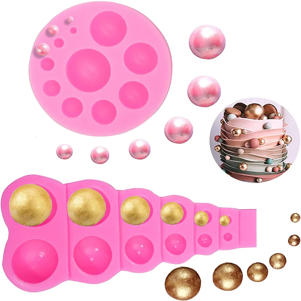 Bakvormen 1PC Siliconen Mal 3D Pearl Ball Fondant Mallen Zeep Halve Bol Chocolade Schimmel Taart Decoreren Gereedschappen Keuken Accessoires 230616