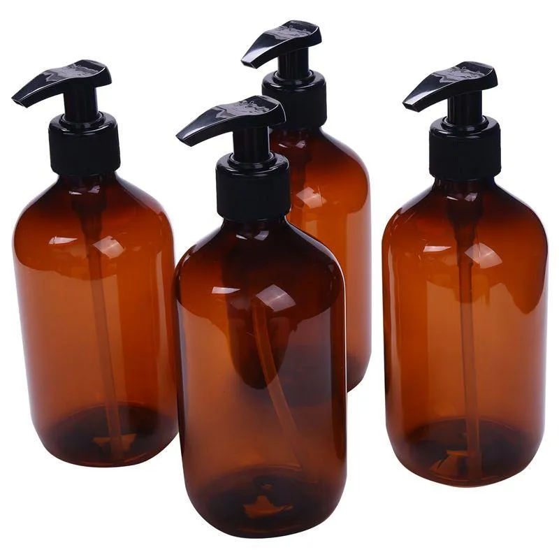 300ml 500ml Brown Lotion Bottle Makeup Bathroom Liquid Shampoo Pump Bottles Travel Dispenser Container for Soap Shower Gel Ccenc