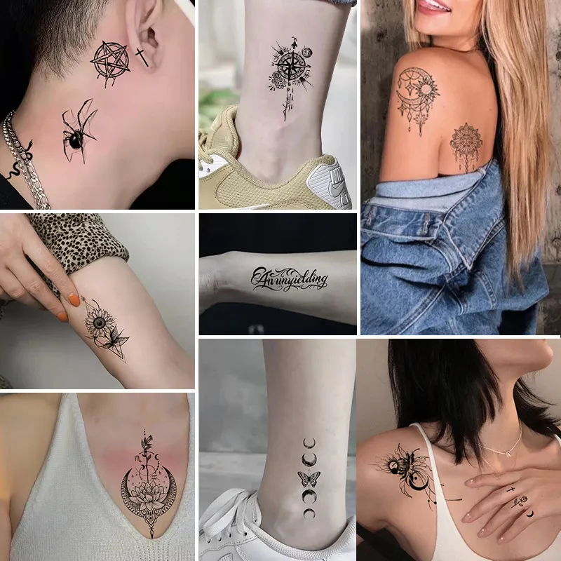 12 Sheets Pigment Temporary Tattoos Small Pattern Water Transfer Stencil  for Fingers Hands Face Neck Waterproof Tattoos Stickers - AliExpress