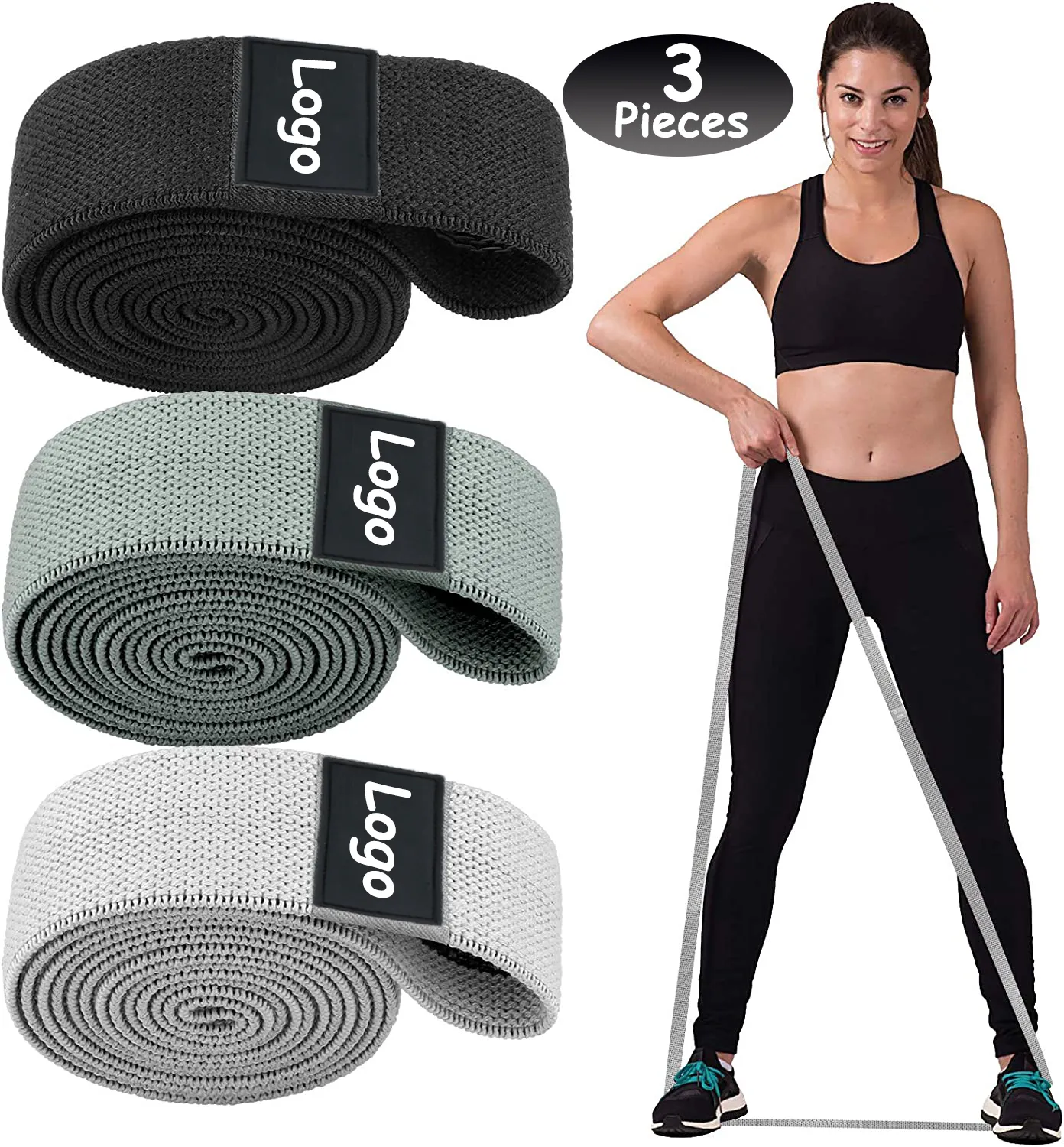 3 Level Long Fabric back exercise resistance band Set for Yoga Gym and Home Workouts Elastic Cloth Expander with Rubber Body
