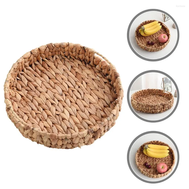 Set di stoviglie Cesto di frutta intrecciata Vassoi rotondi Portaoggetti per tavolino Portaoggetti Organizzatore di giocattoli Staffa decorativa Servire