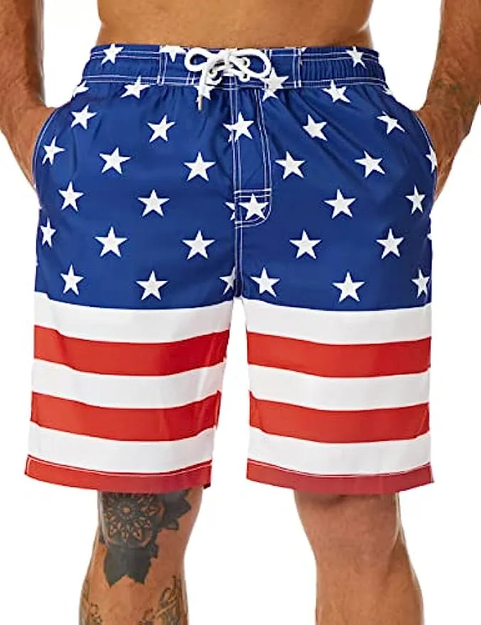 Mens Swim Trunks Long Quick Dry Mens Boardshorts 9 Inches Inseam Mens baddräkter med nätfoder