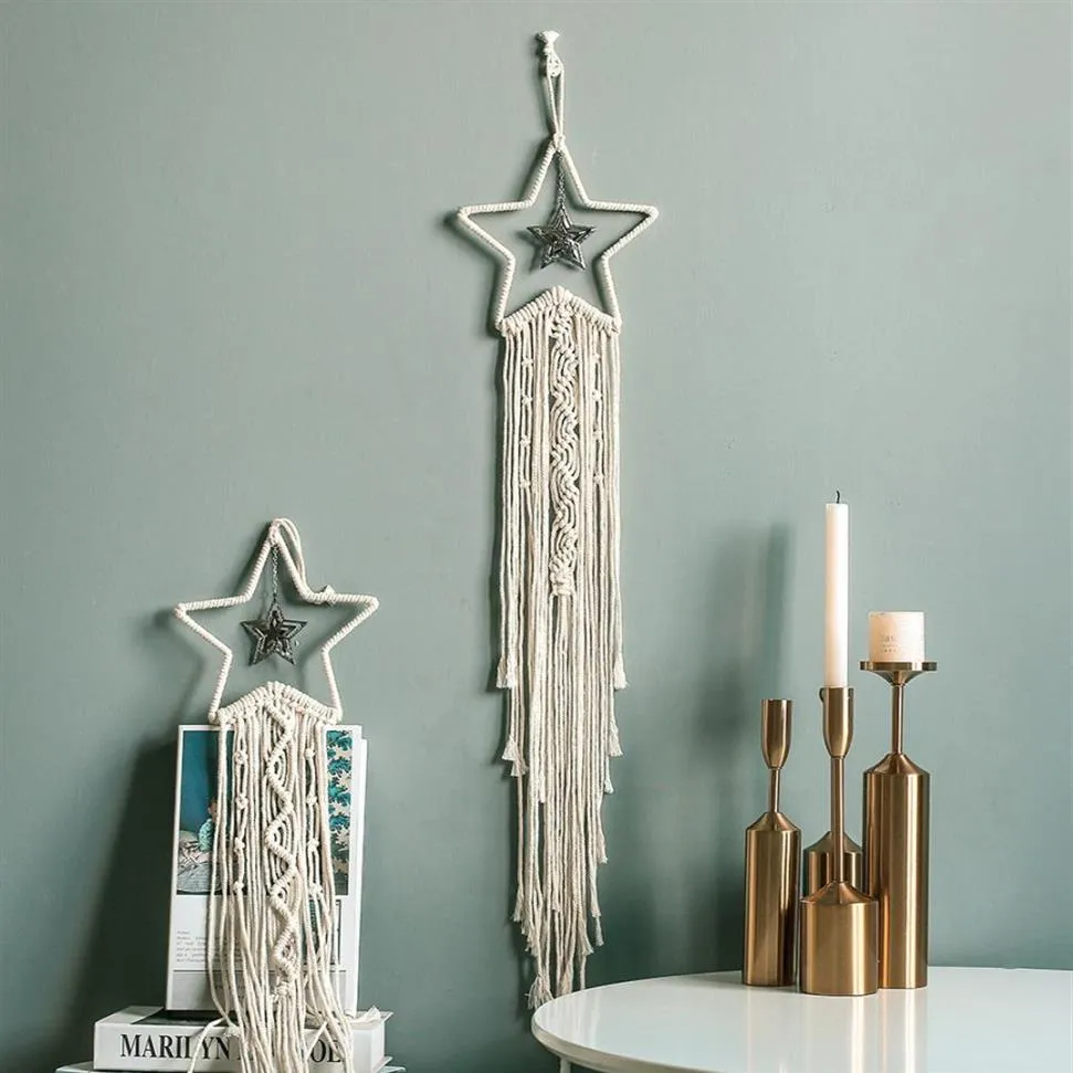 Acessórios de decoração nórdica Boho Handwoven Star Tapeçarias Enfeites Presente de Natal para quarto de crianças Casa de fazenda Decoração de casa Macr3332r