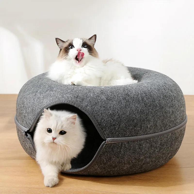 Donut pour animaux de compagnie feutre chat nid amusant jouet interactif Tunnel épissable lavable Double couche Structure Composite accessoire universel pour chat