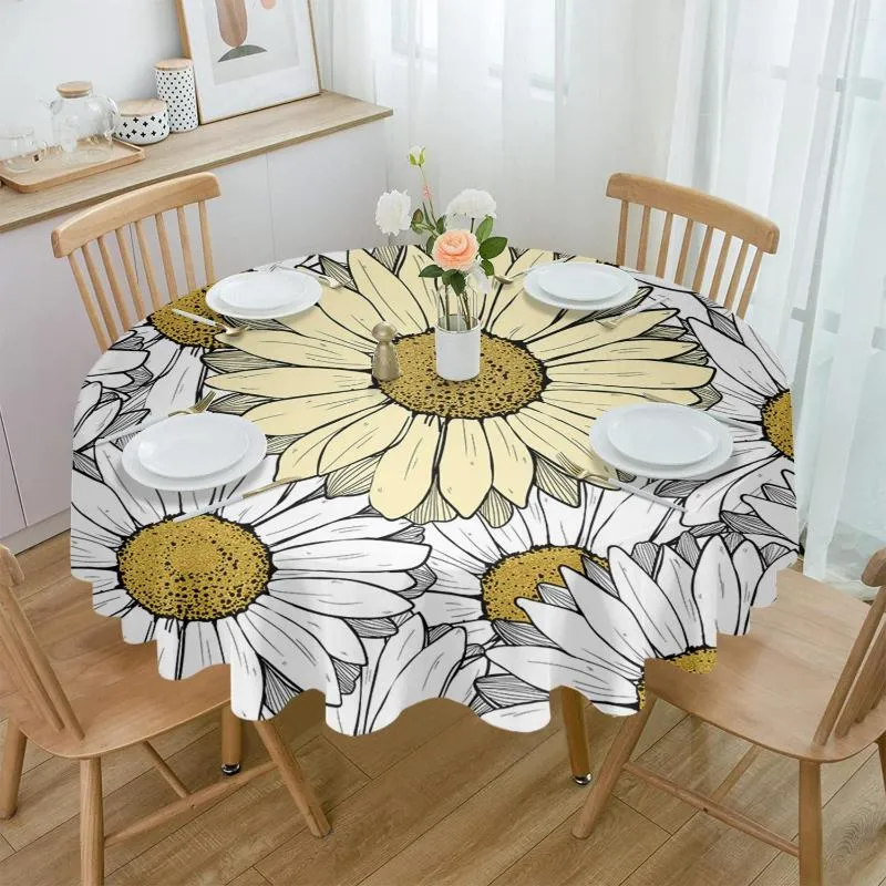 Сторонная ткань цветы хризантема простая круглая скатерть вечеринка кухонная обложка ужин на праздничный декор водонепроницаемые скатерть