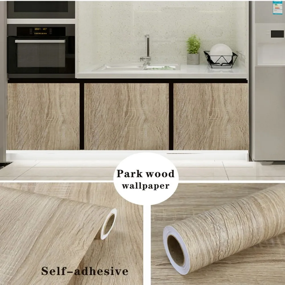 Wood Grain Self Adhesive Wallpaper Waterproof Vinyl For Furniture ...