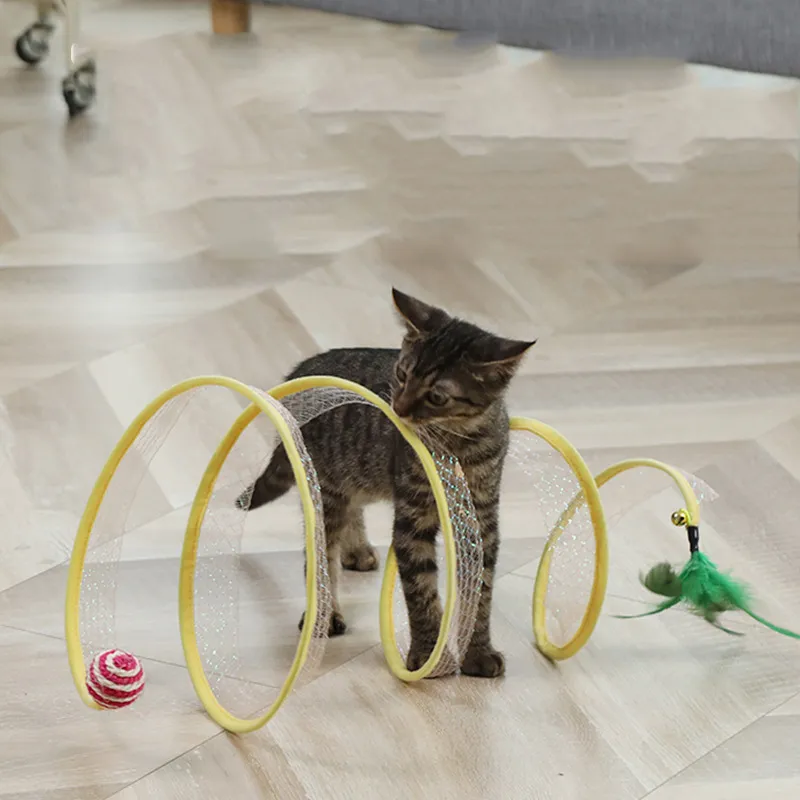 Tunnel pour chat pliable jouets pour chat pour animaux de compagnie chaton formation pour animaux de compagnie jouets amusants interactifs Tunnel auto salut jouets pour chat