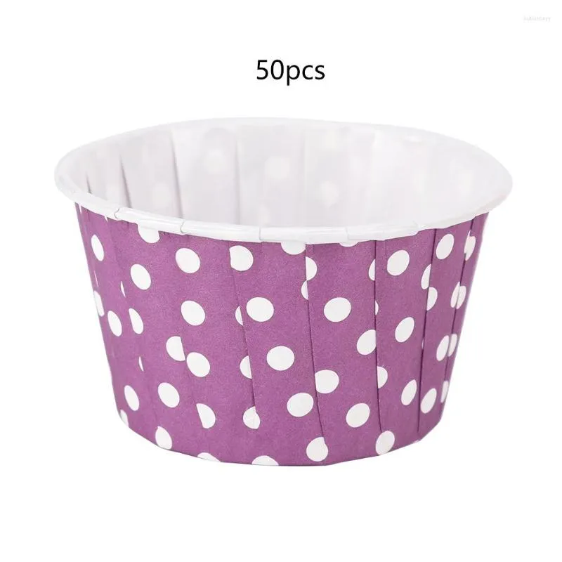 Bakningsverktyg 50st mini cupcake foder papper runda tårta koppar muffin fall hemfest bröllop lila