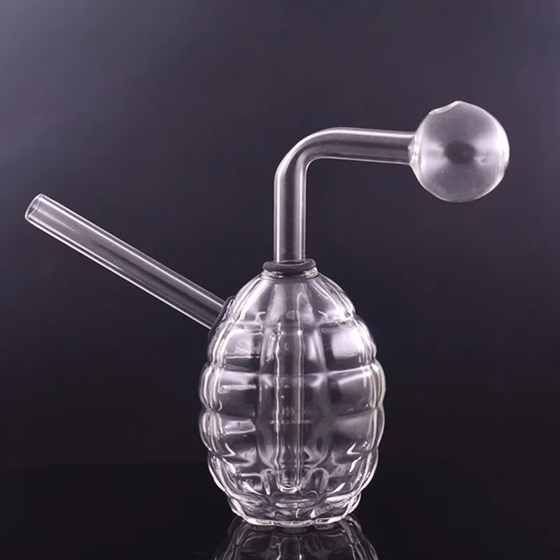 2 pçs Novos cachimbos de água criativos em forma de granada Cachimbos de vidro queimador de óleo Bongs Heady Mini Bongs Dab Rigs Pequeno Bubbler Beaker Reciclar plataforma de óleo com tubo de queimador de óleo destacável