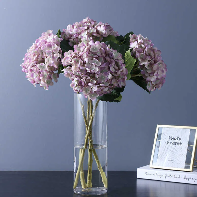 Torkade blommor högkvalitativ simulering gaffel hortensia siden bukett hem vardagsrum matbord bröllop dekoration falsk konstgjord