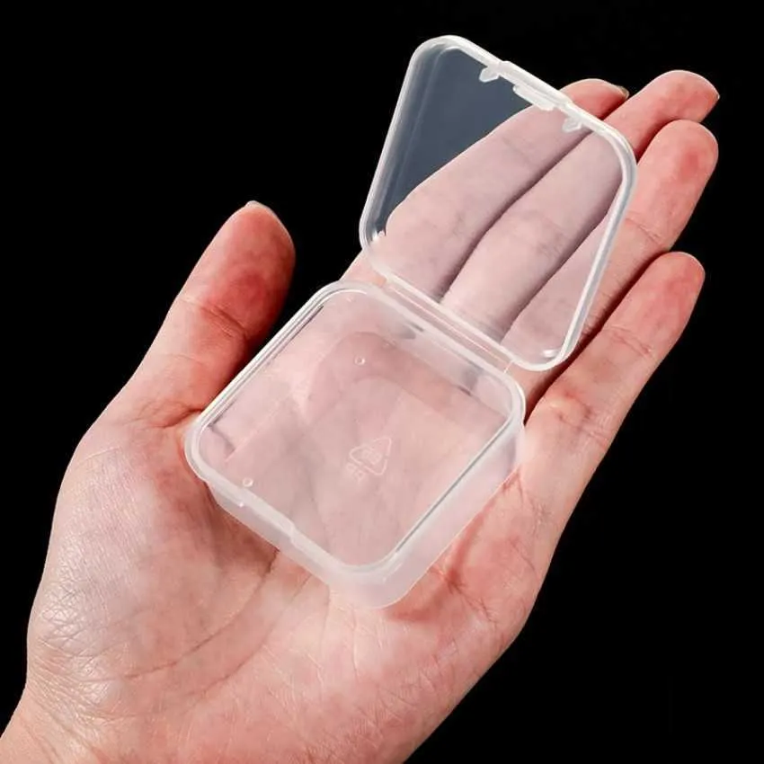 New Square PP Plastic Box Small Jewelry Box Cover Earplug Box Parts Packaging Box Used for Storage of Small Objects