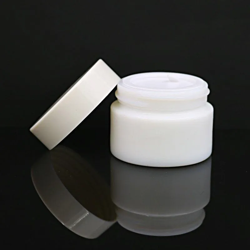 20G 30G 50G Glass Jar White Porcelain Cosmetic burkar med inre PP -foderskydd för läppbalsam Face Cream LMOCI