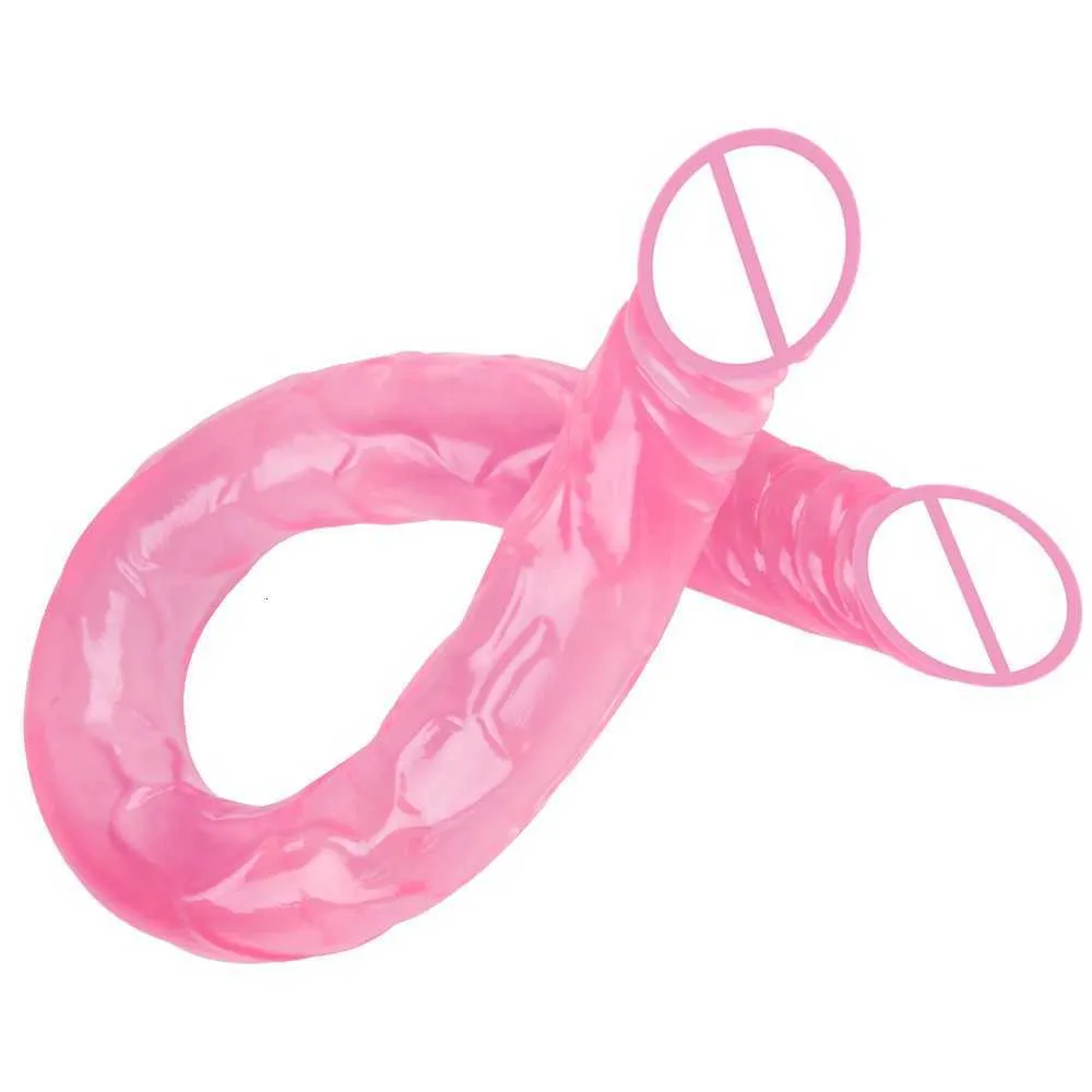 Seksspeeltje stimulator 46 cm Zachte Jelly Dildo Dubbele Lange Realistische Dildo Pik Lesbische Vaginale Anale Plug Flexibele Nep Penis voor Vrouwen Speelgoed