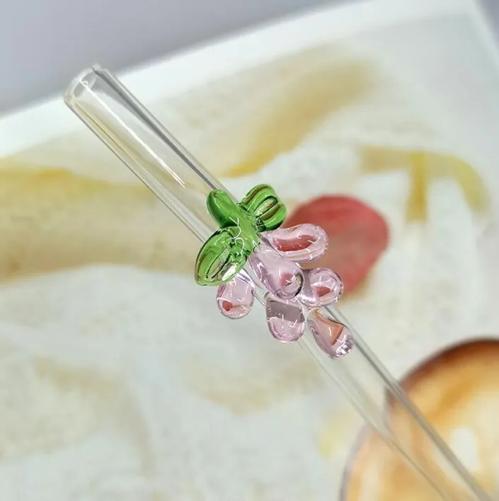 Reusable Eco Borosilicate mushroom Glass Drinking Straws High temperature resistance Clear Colored Bent Straight Milk Cocktail Straw