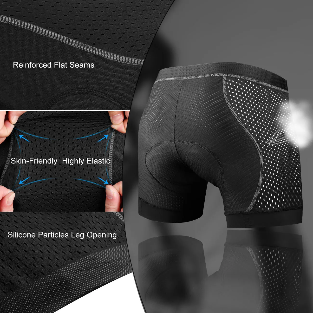 X-tiger Men's Cycling Shorts Breathable Mesh Cycling Underwear 5d