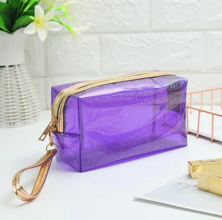 Sac à cosmétiques transparent, pochette de voyage en PVC Transparent, trousse de maquillage avec fermeture éclair pour voyage DF137