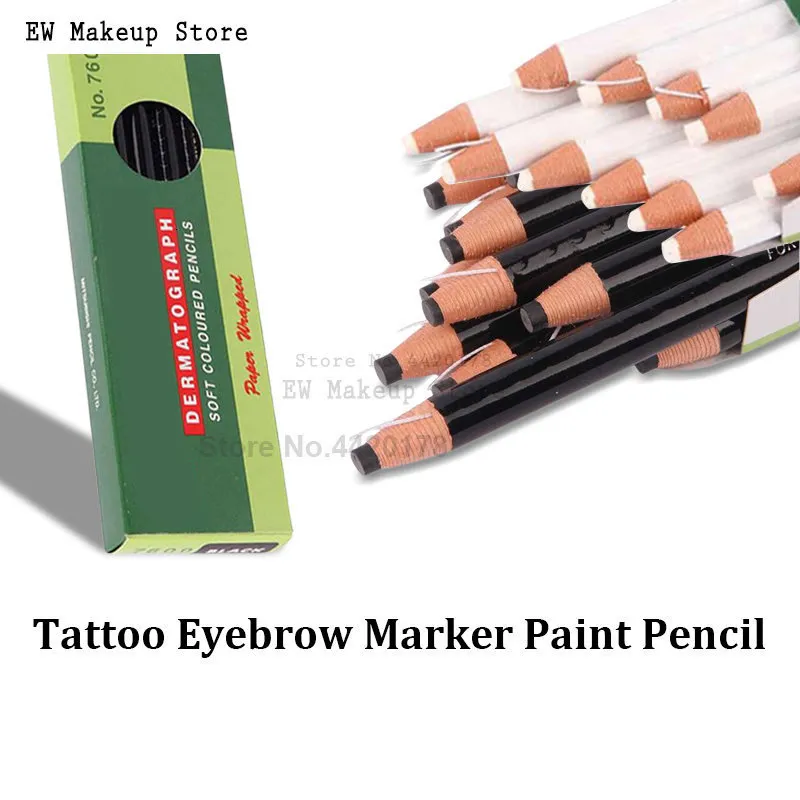 Eyebrow Enhancers 12st Black Pencil Dermatografico Sobrancelha Japan Colored K7600 för Brow Permanent Makeup Microblading Supplie 230615