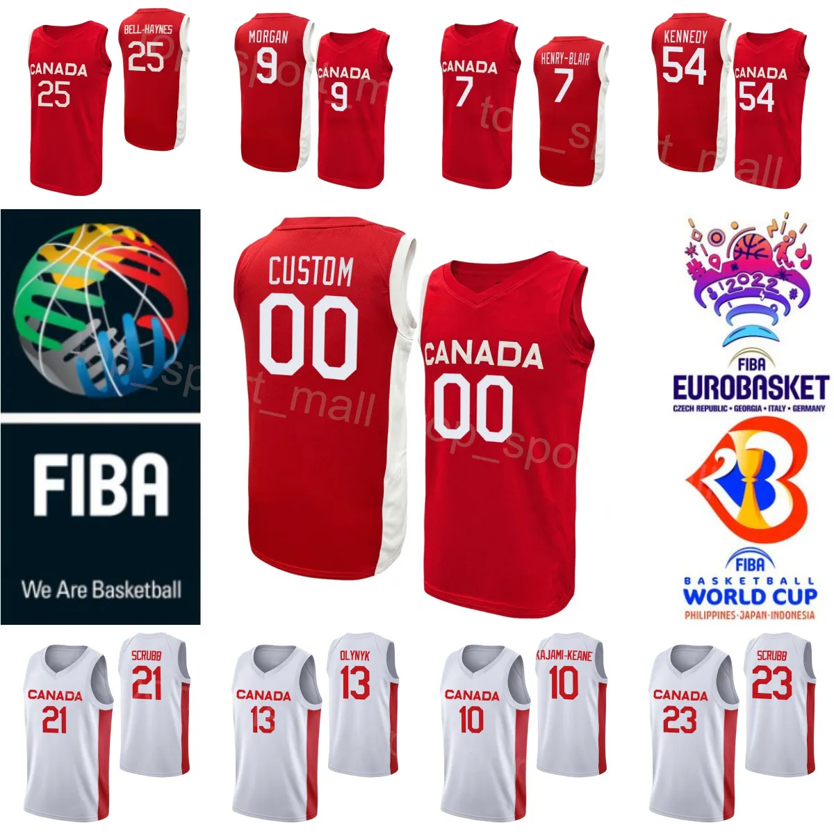 Tryck 2023 World Cup Canada Basketball Jersey Jamal Murray Shai Gilgeous-Alexander RJ Barrett Kelly Olynyk Andrew Wiggins Kalif Young Thomas Kennedy Jackson Rowe