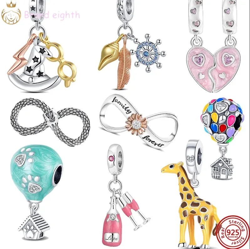 Pour les breloques pandora perles en argent sterling Bracelet Color Collection Double Love Pink charmes ciondoli