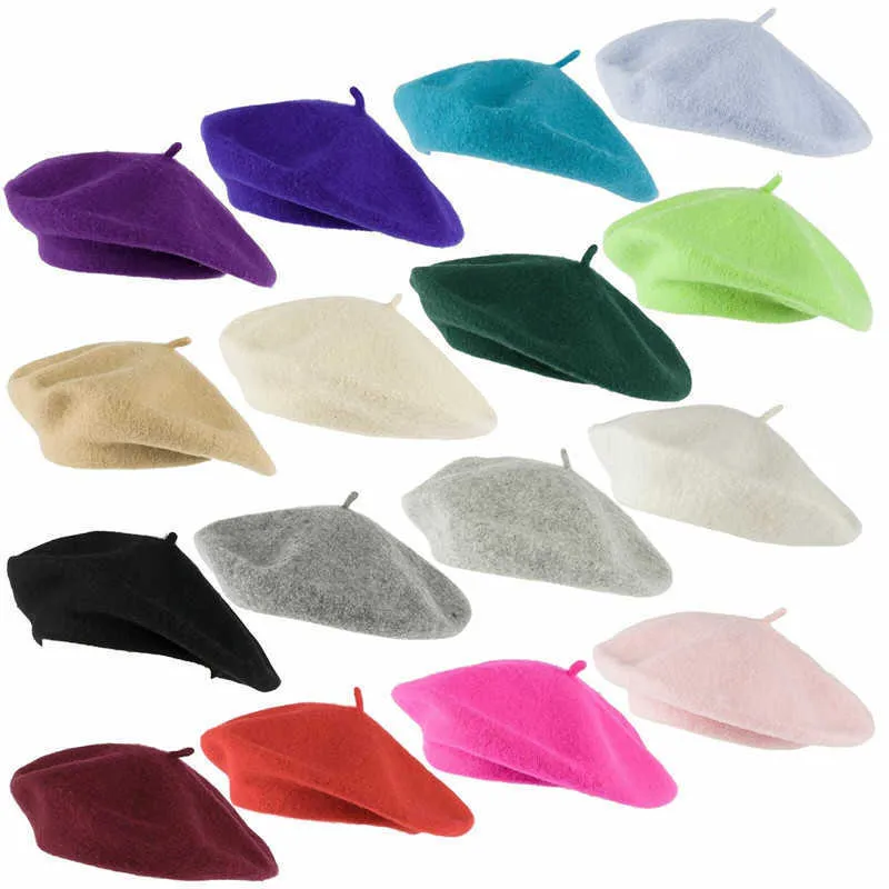 Berets zuxi wełna mieszanka francuska beret dla kobiet mężczyzn w zwykłych kolorach panie moda elegancka i słodka dziewczyna hurtowa zimowa hurt hurtowy Z0613