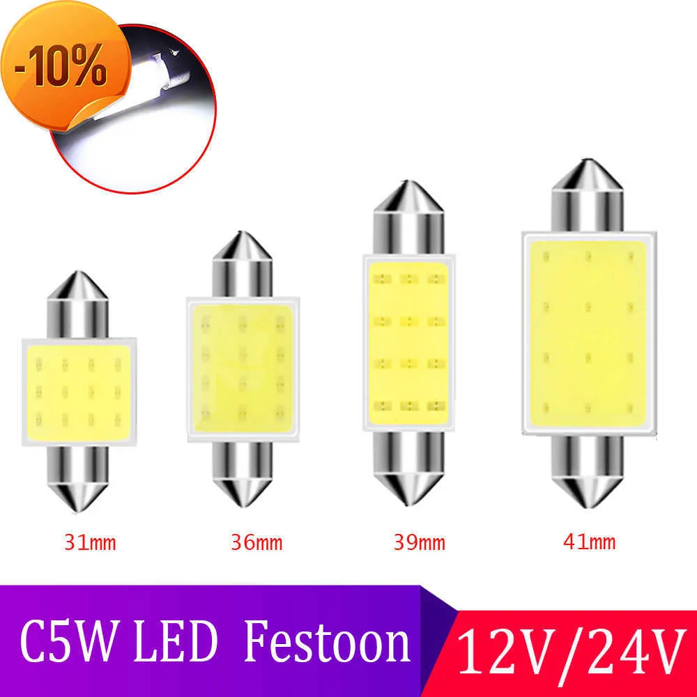 YENİ 10 PCS Araba LED ampul Canbus C5W LED Festoon 31mm 36mm 39mm 41mm Hata Lambası Yok 12/24V 6500K Beyaz Otomatik İç Kubbe Okuma Işığı