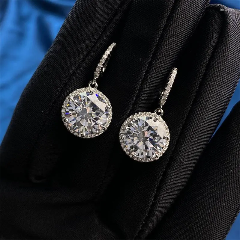 Dangle Earrings Solitaire 5ct Diamond Earring Original 925 Sterling Silver Jewelry Engagement Wedding Drop For Women Bridal Gift